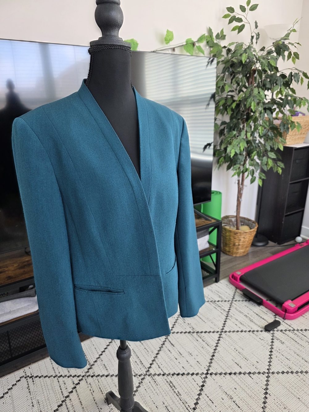 Kasper Teal Collarless Women's Blazer Jacket